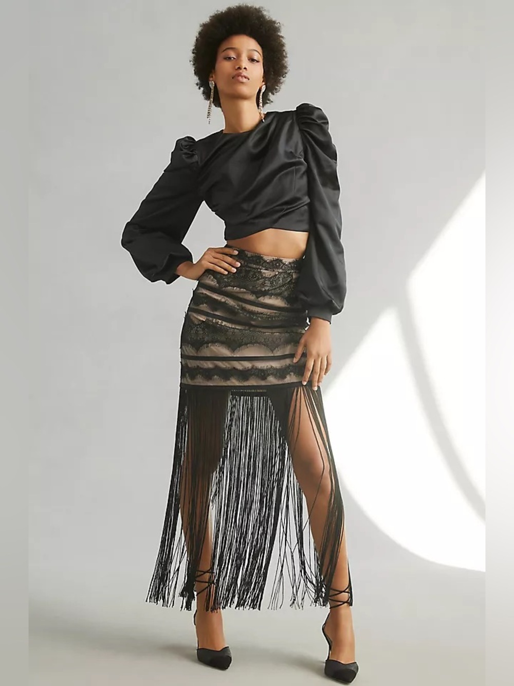 Anthropologie Vineet Bahl Fringed Lace Skirt